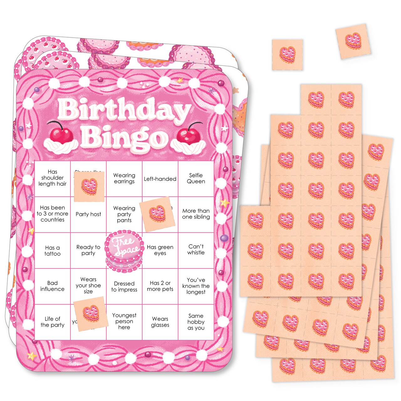 Big Dot of Happiness Hot Girl Bday - Find the Guest Bingo Cards and Markers - Vintage Cake Birthday Party Shaped Bingo Game - Set of 18